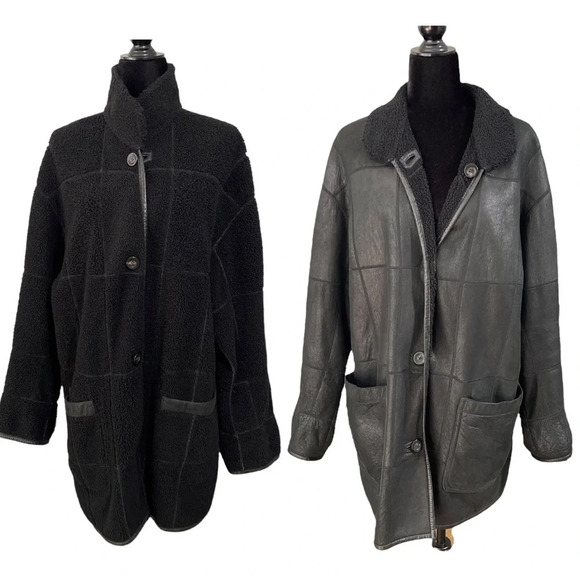 CHRIST Shearling/Leather REAL SHEARLING SHEEPSKIN LAMBSKIN COAT Reversible - Picture 1 of 16